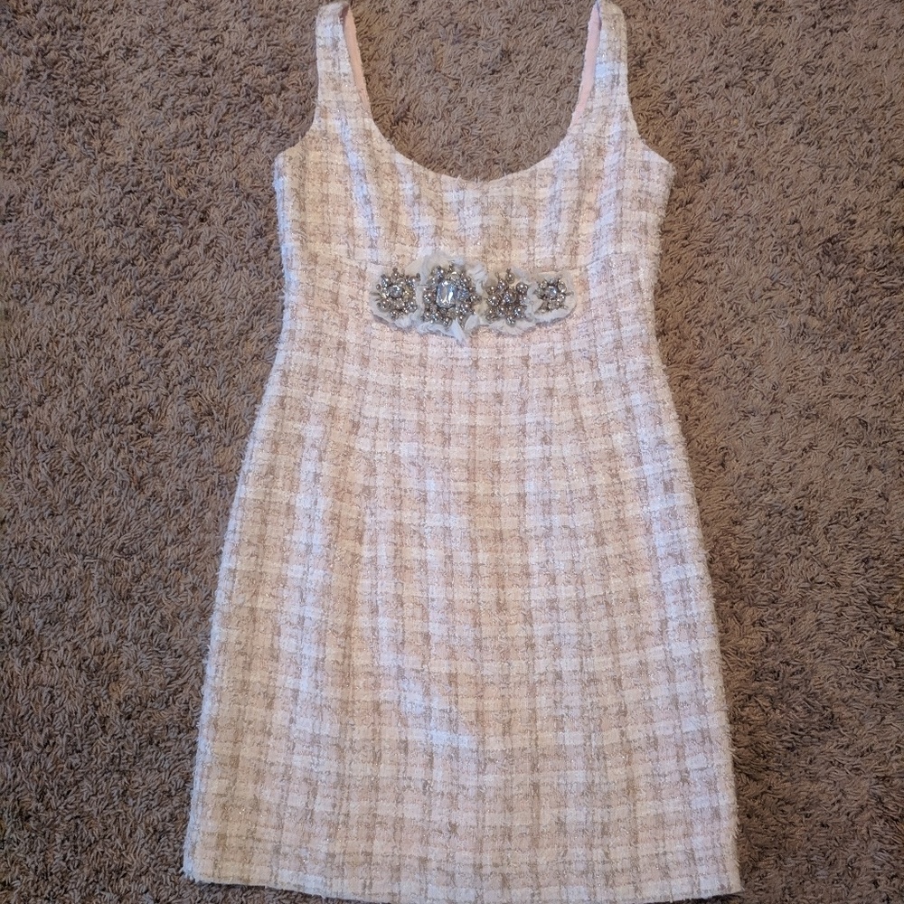 Adorable Tweed light pink, creme and white dress.